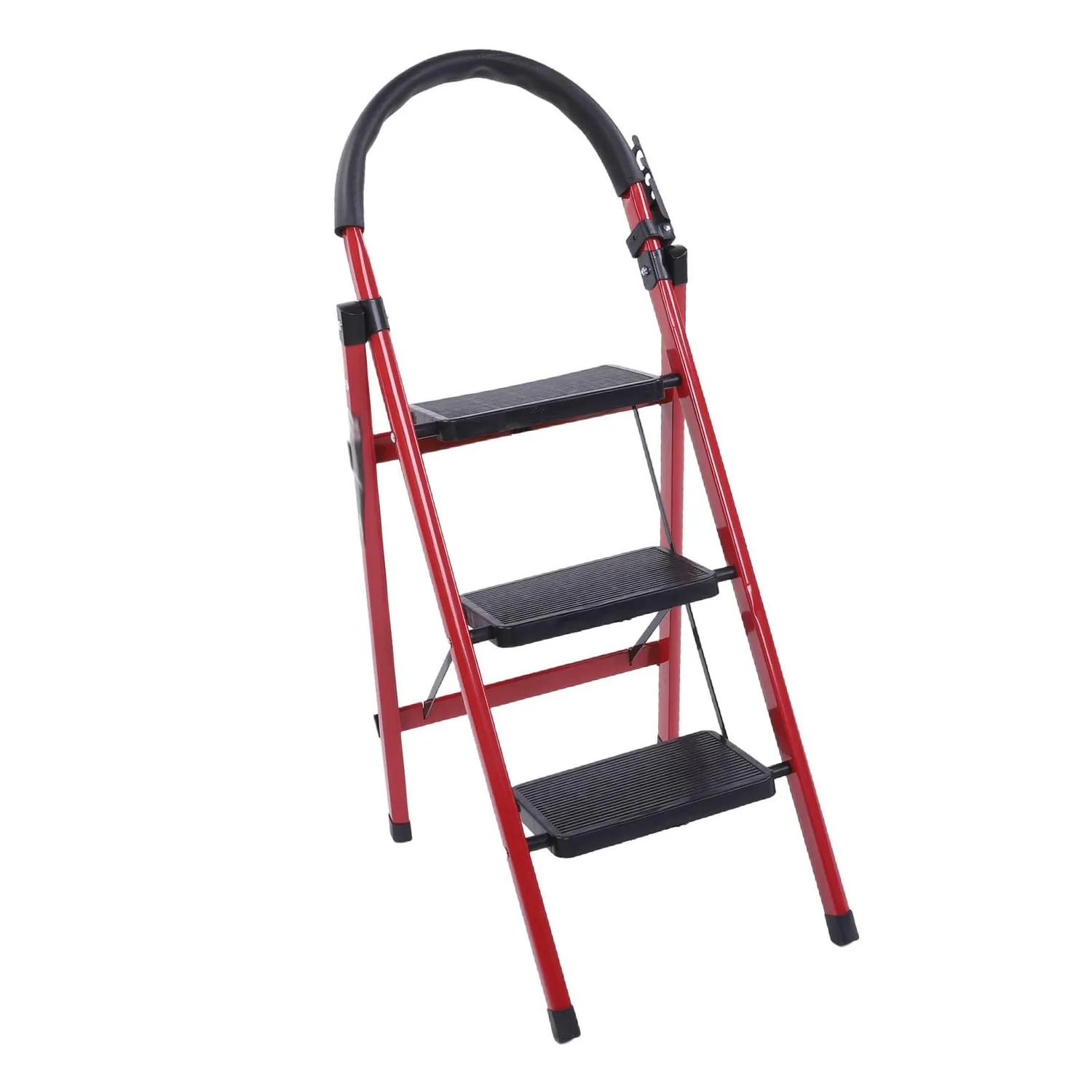Garosa 3 marches escabeau pliant rouge 400 kg avec rampe