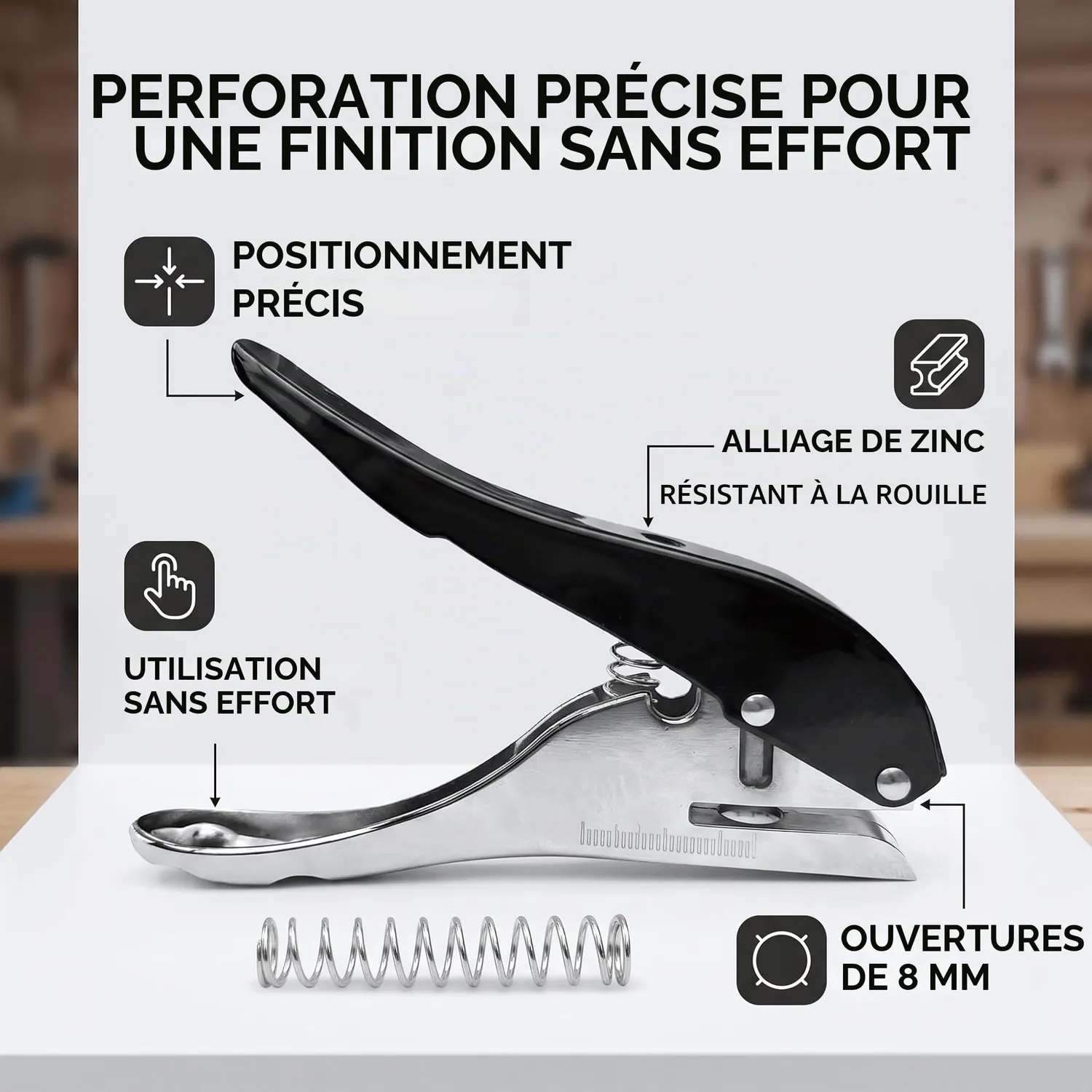 Garosa perforatrice manuelle 8 mm, alliage de zinc