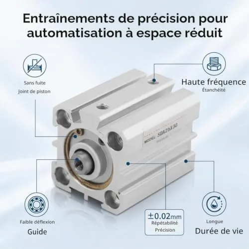 Garosa SDA 25x30 vérin pneumatique double effet aluminium