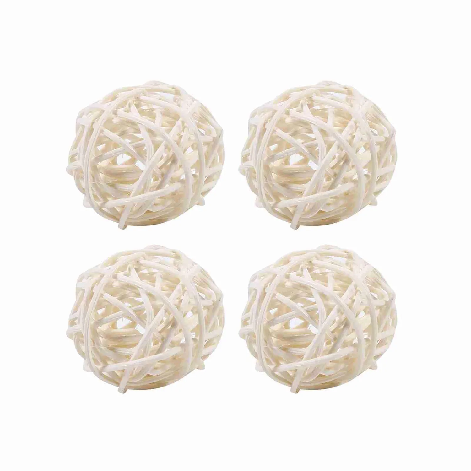 Garosa boules en rotin décoratives blanches lot de 20
