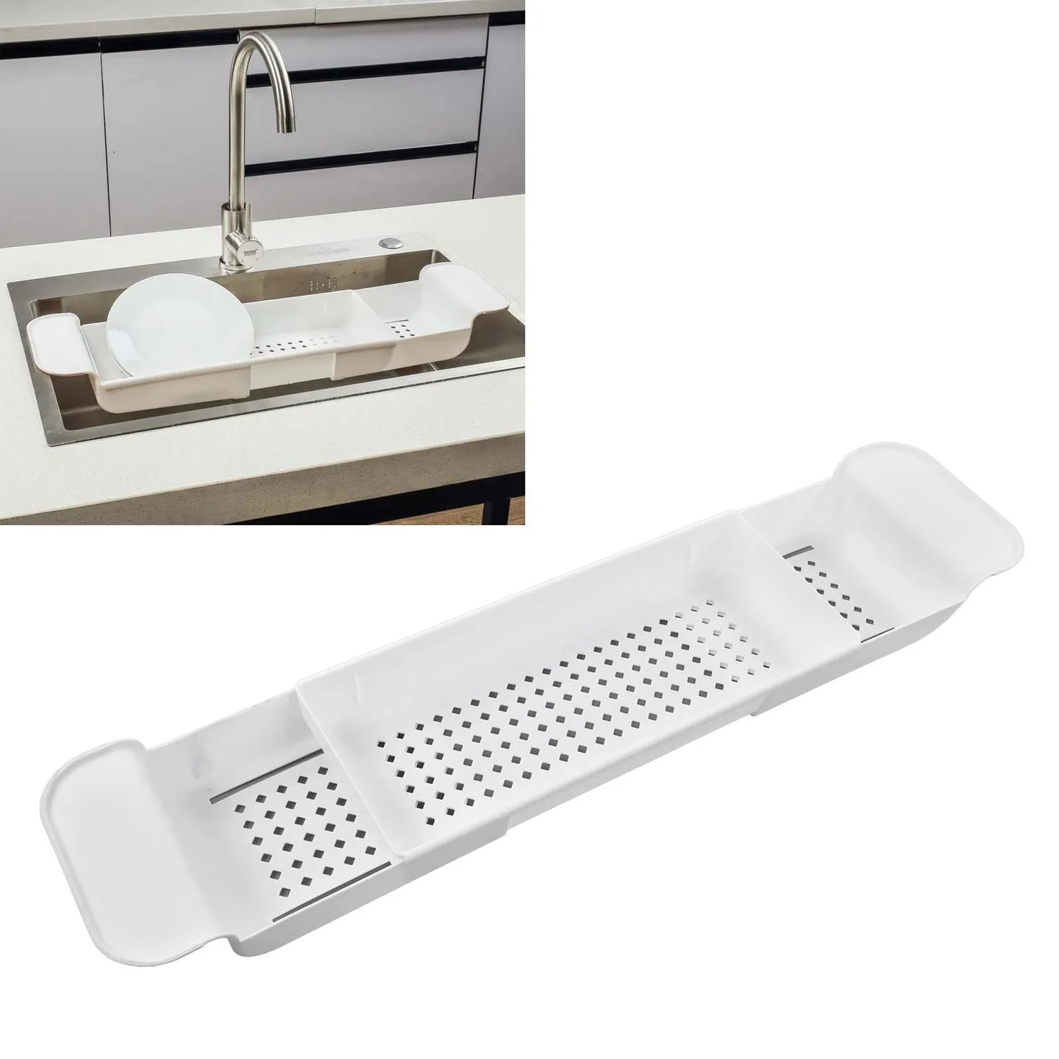 Garosa Plateau Baignoire Extensible Blanc PP Antidérapant
