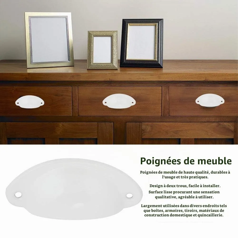 Garosa poignée coquille vintage blanche lot de 10 en fer