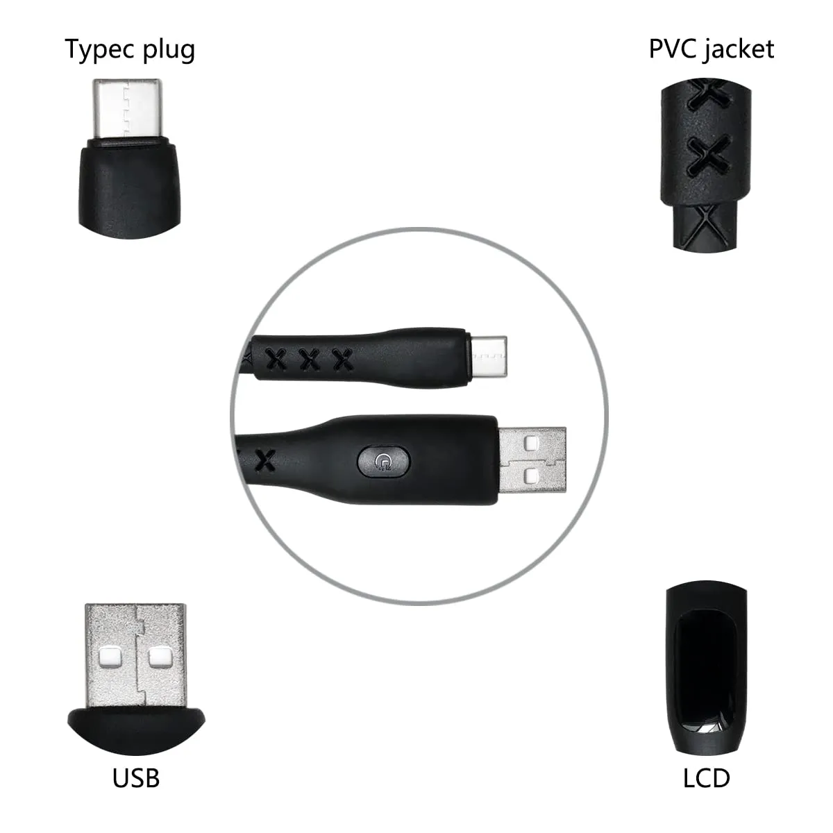 DSD TECH SH-C05A câble USB A vers USB-C affichage