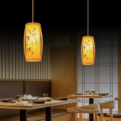 Garosa suspension bambou abat-jour rotin tressé naturel zen