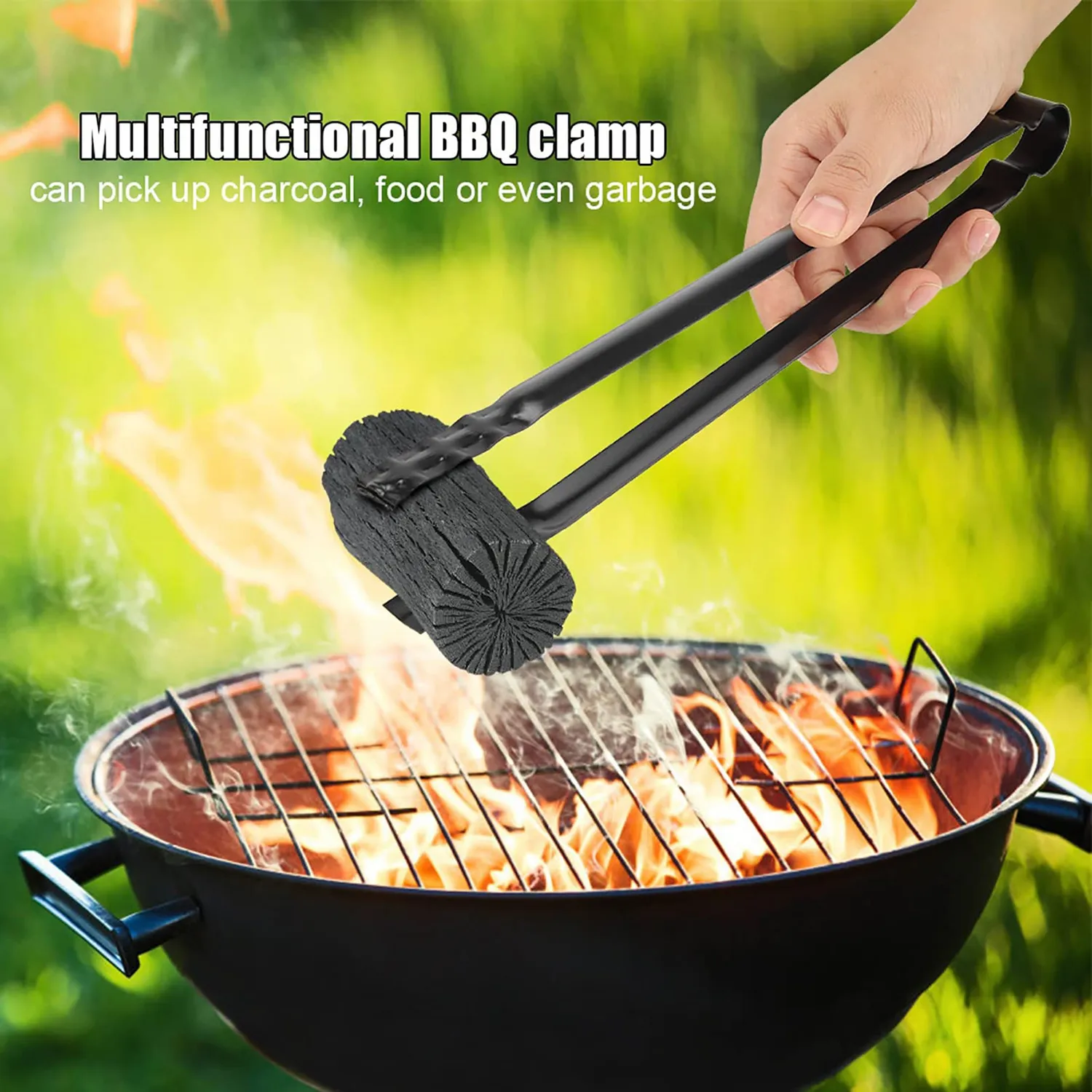Garosa pince à charbon barbecue métal 30 cm antidérapante