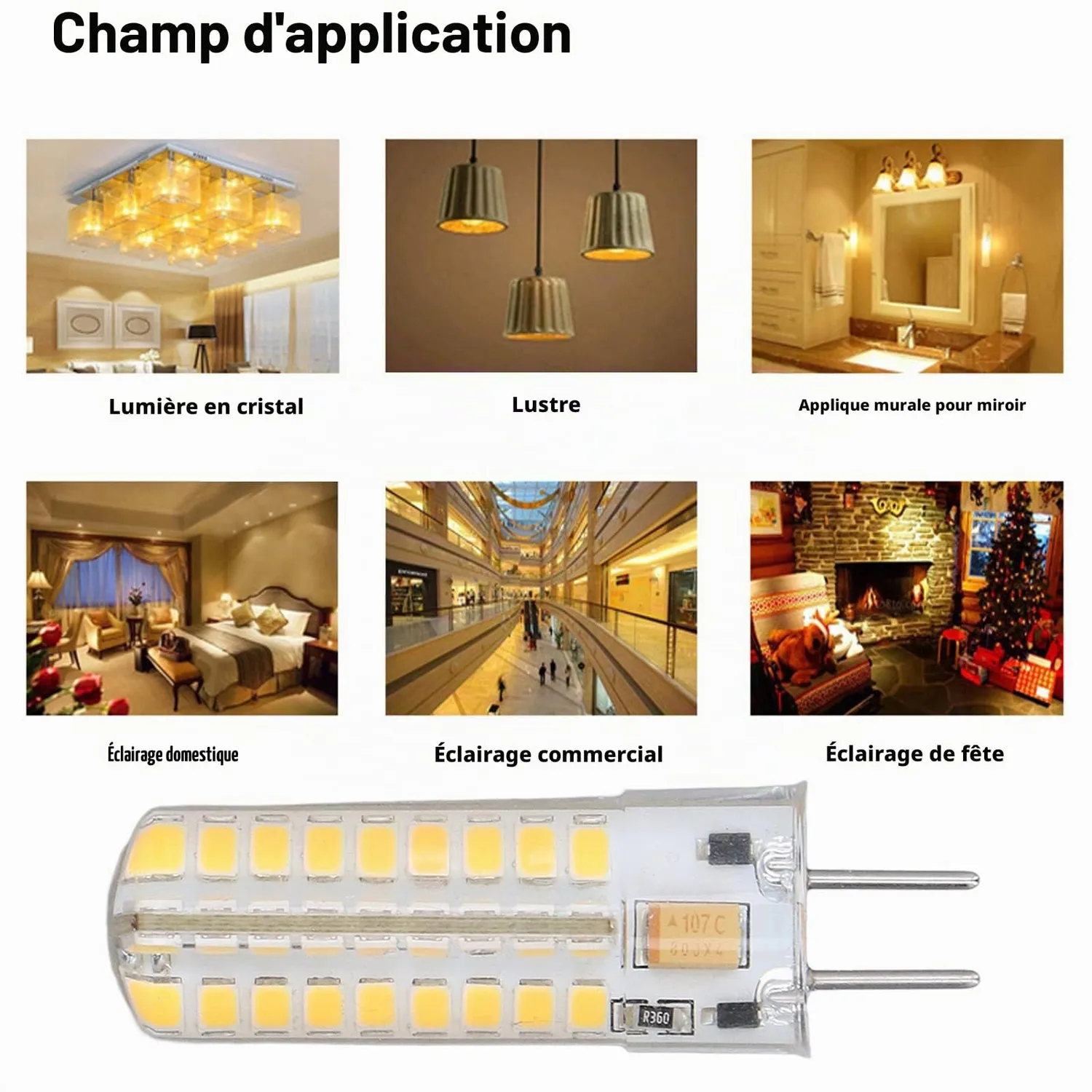 Garosa GY6.35 ampoule LED 7 W lumière chaude, lot de 6