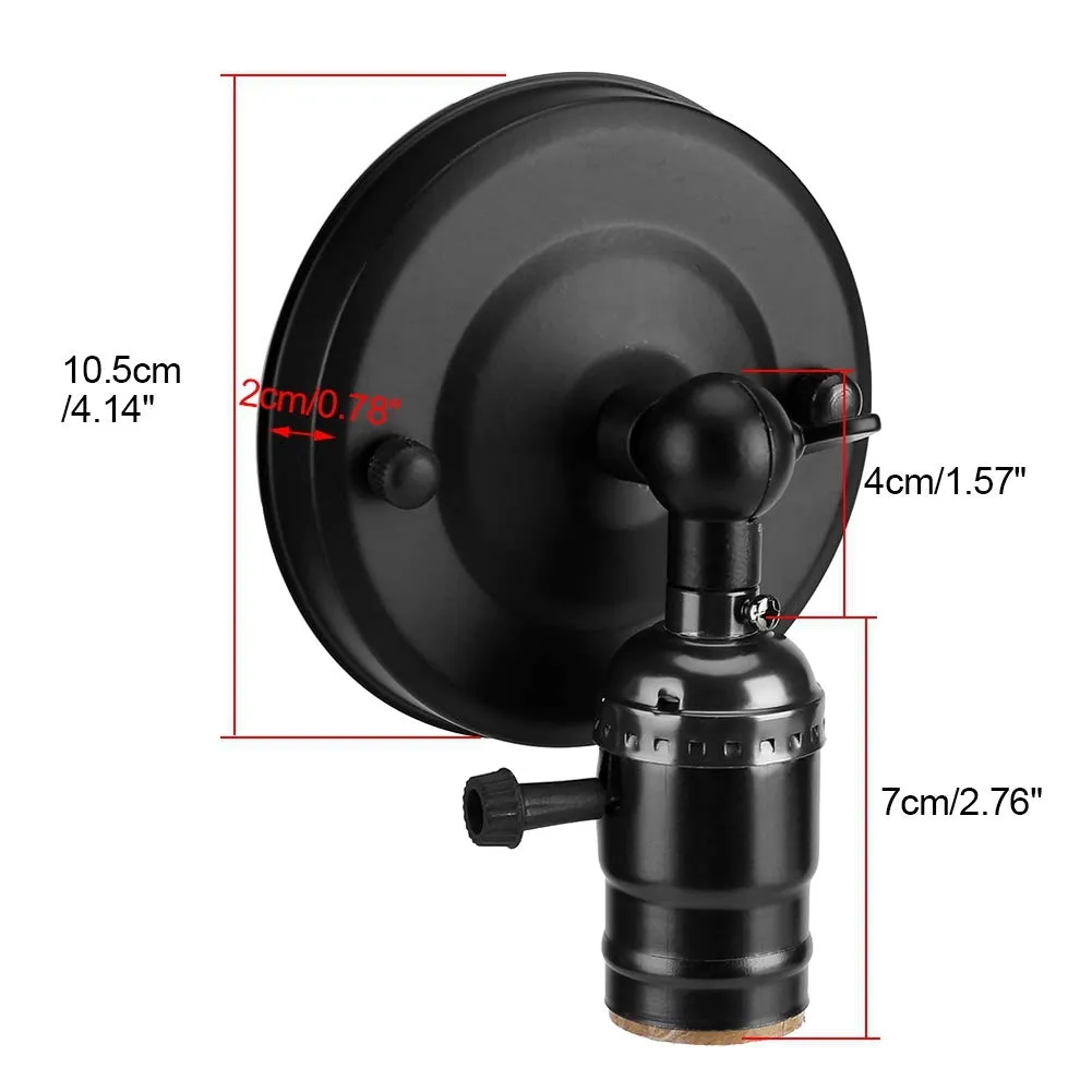 Garosa applique murale E27 noire avec interrupteur en métal