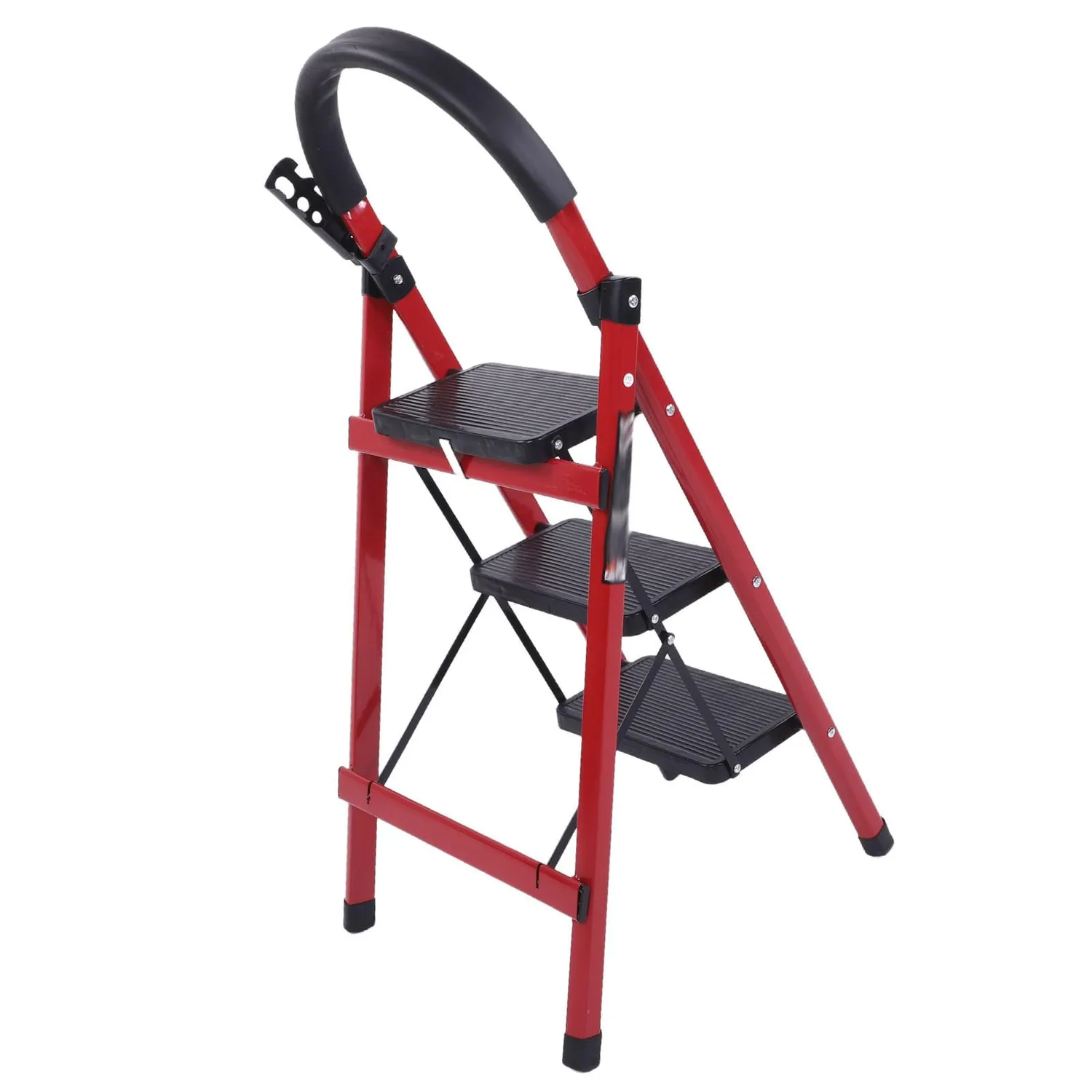 Garosa 3 marches escabeau pliant rouge 400 kg avec rampe