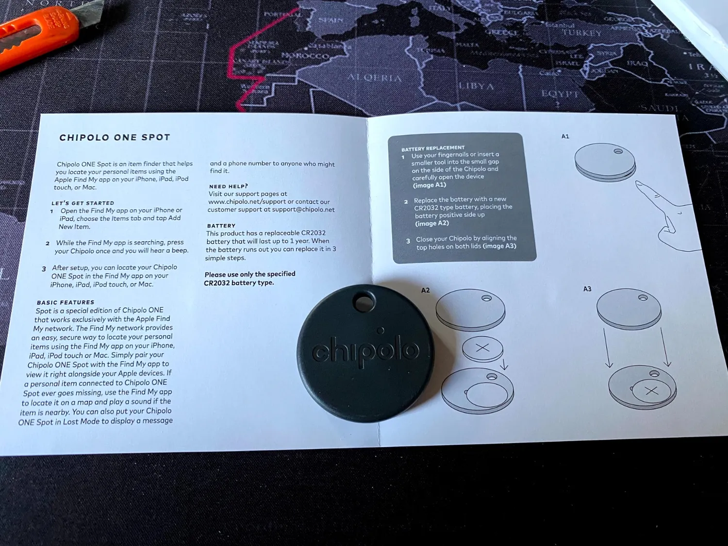 Chipolo ONE Spot localisateur Bluetooth presque noir, 120 dB