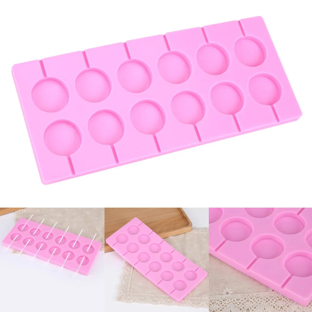 Garosa moule à sucettes rondes en silicone 12 cavités avec 12 bâtonnets