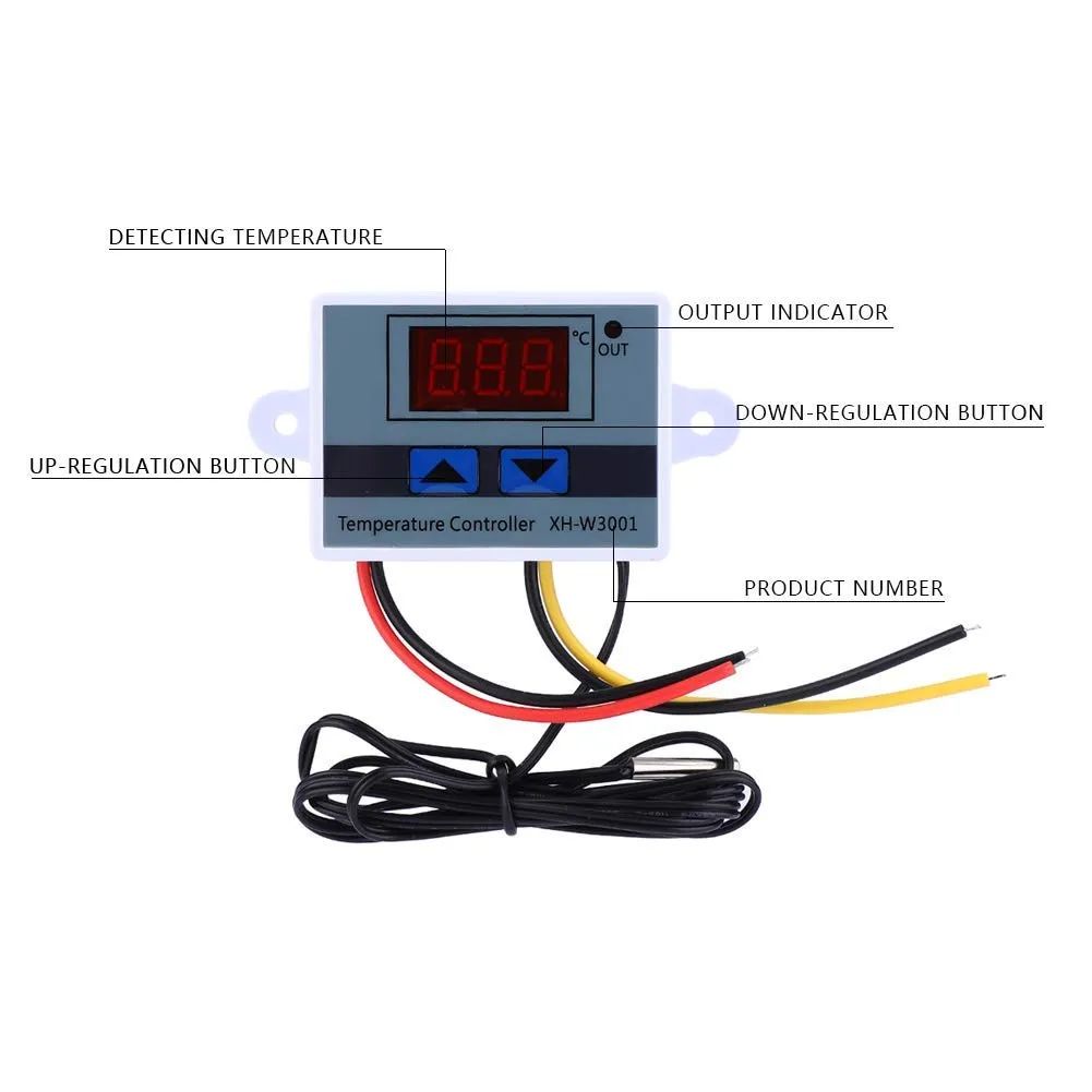 Garosa XH-W3001 thermostat numérique 12 V 120 W avec sonde étanche