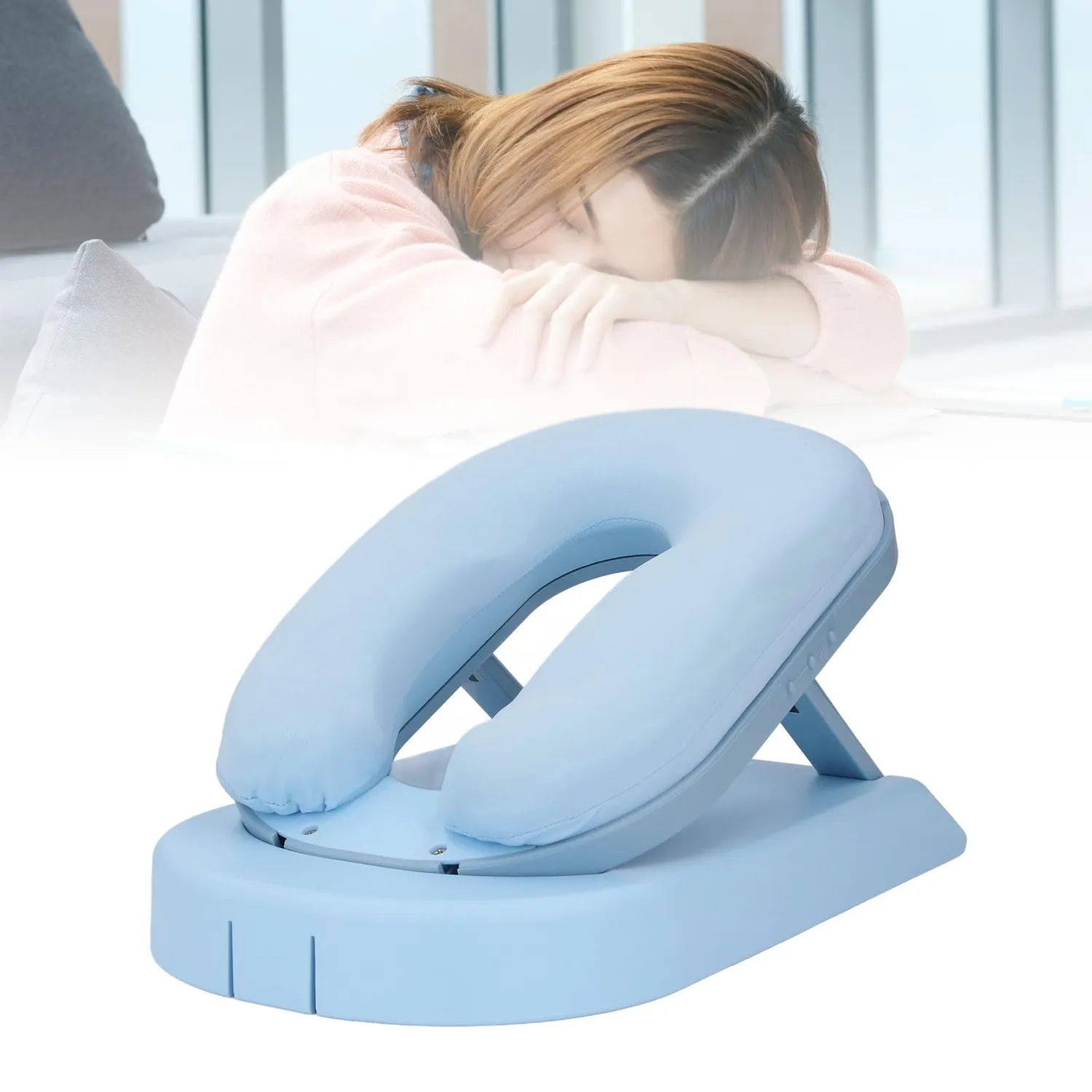 Garosa coussin sieste mémoire de forme hauteur réglable bleu