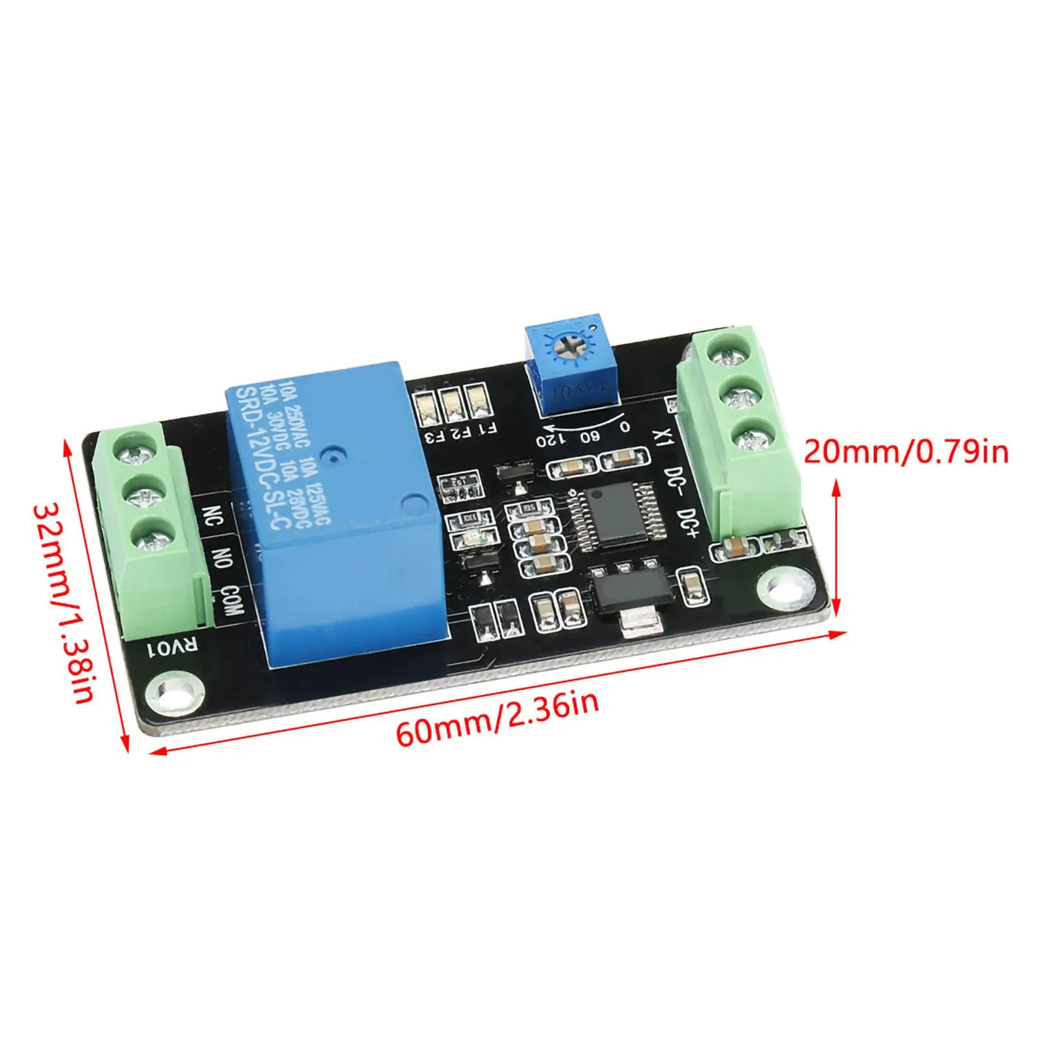 Garosa TRM01 module relais temporisé réglable 5 V 12 V 24 V