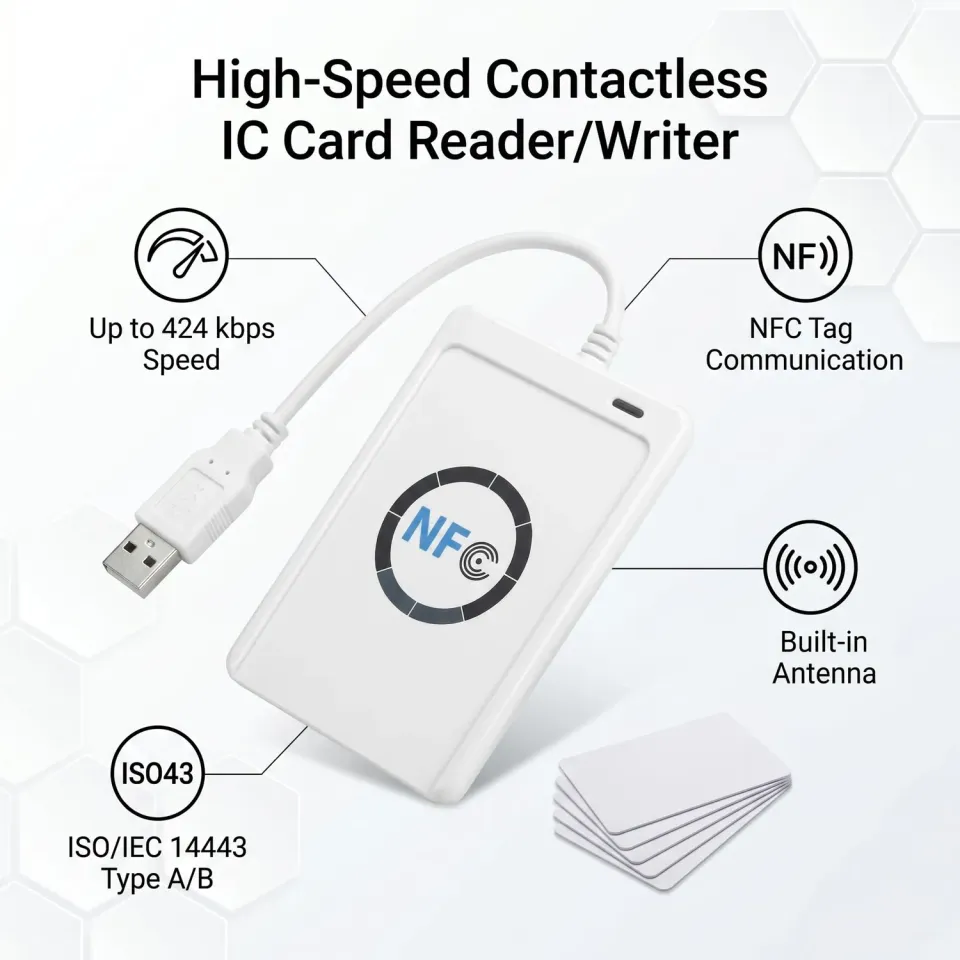 Garosa ACR122U lecteur RFID NFC 13,56MHz USB + 5 cartes IC