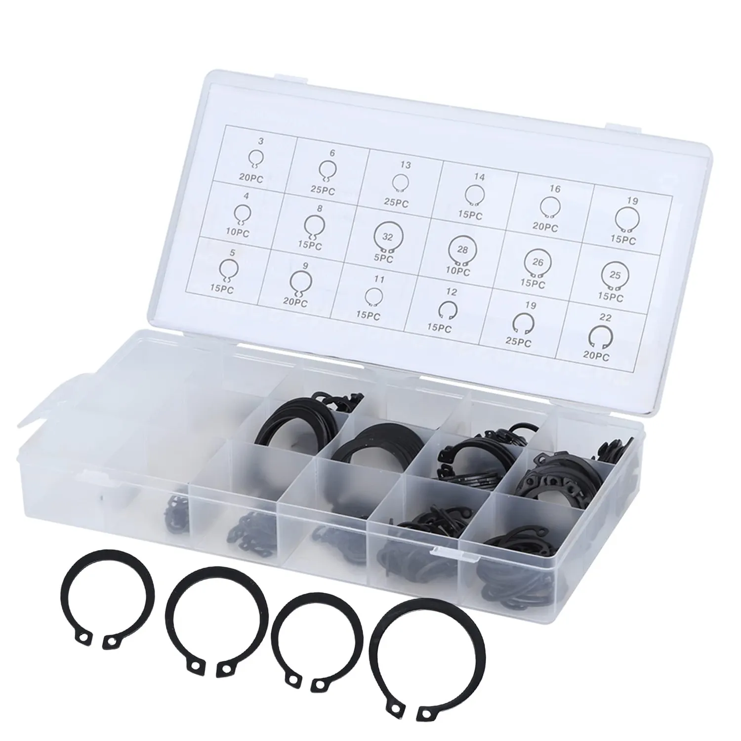 Garosa assortiment de circlips extérieurs 300 pièces métal