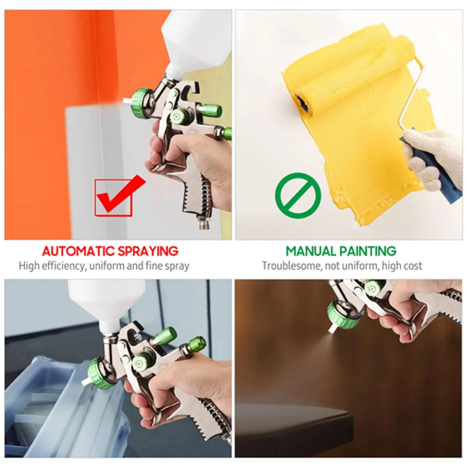 Garosa Pistolet peinture LVLP 600cc 1.3mm 600 cc réglable