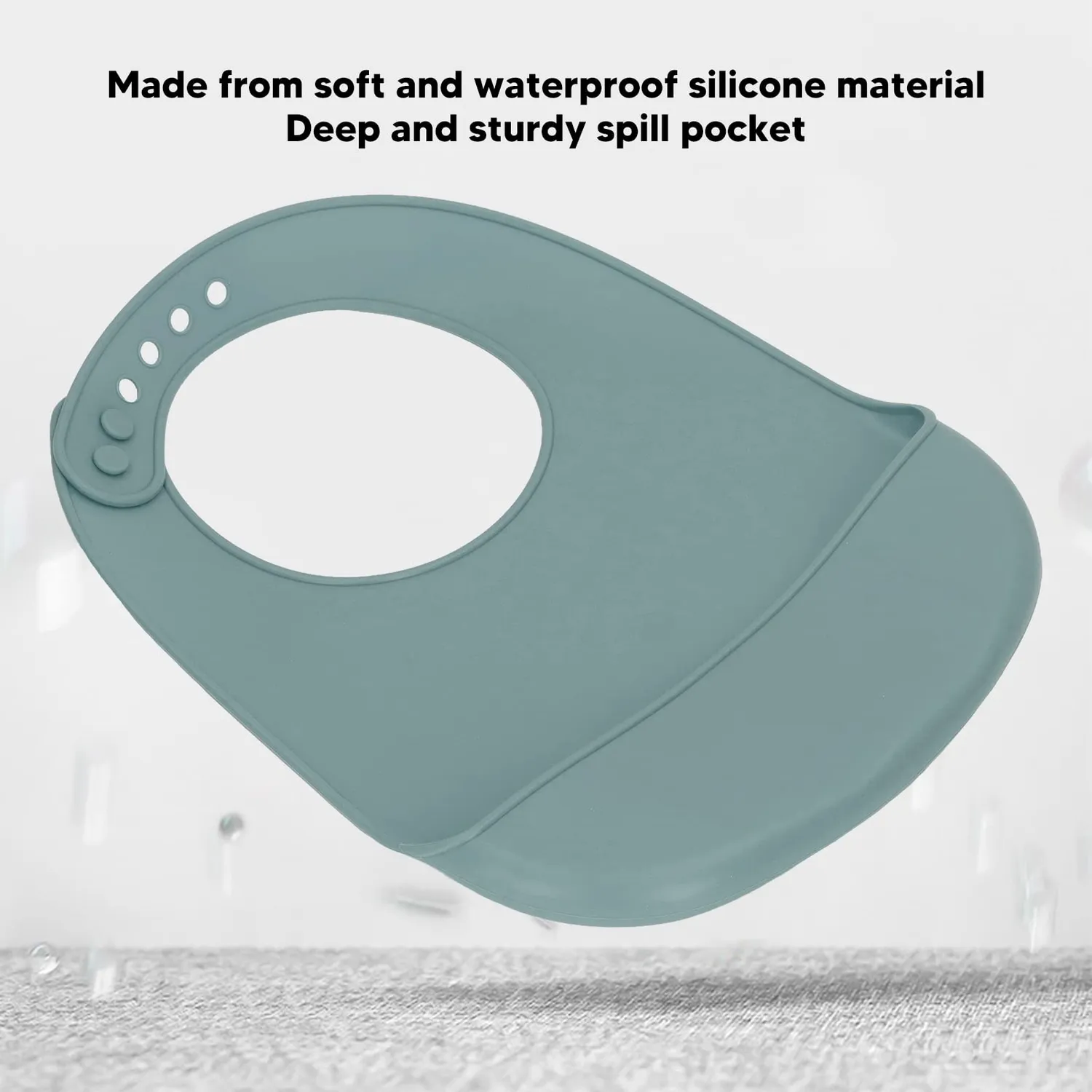 Garosa bavoir silicone vert bébé poche réglable