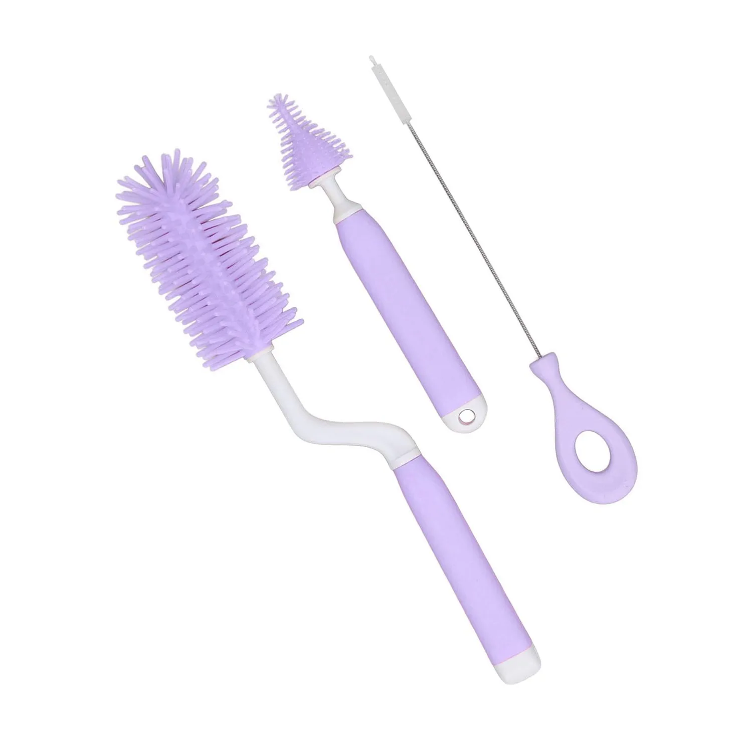 Garosa kit brosses biberon silicone violet 3 pièces 31 cm
