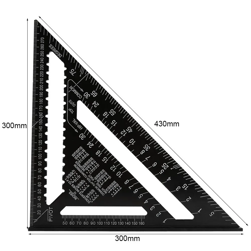 Garosa équerre de charpentier triangulaire 300 mm aluminium noir