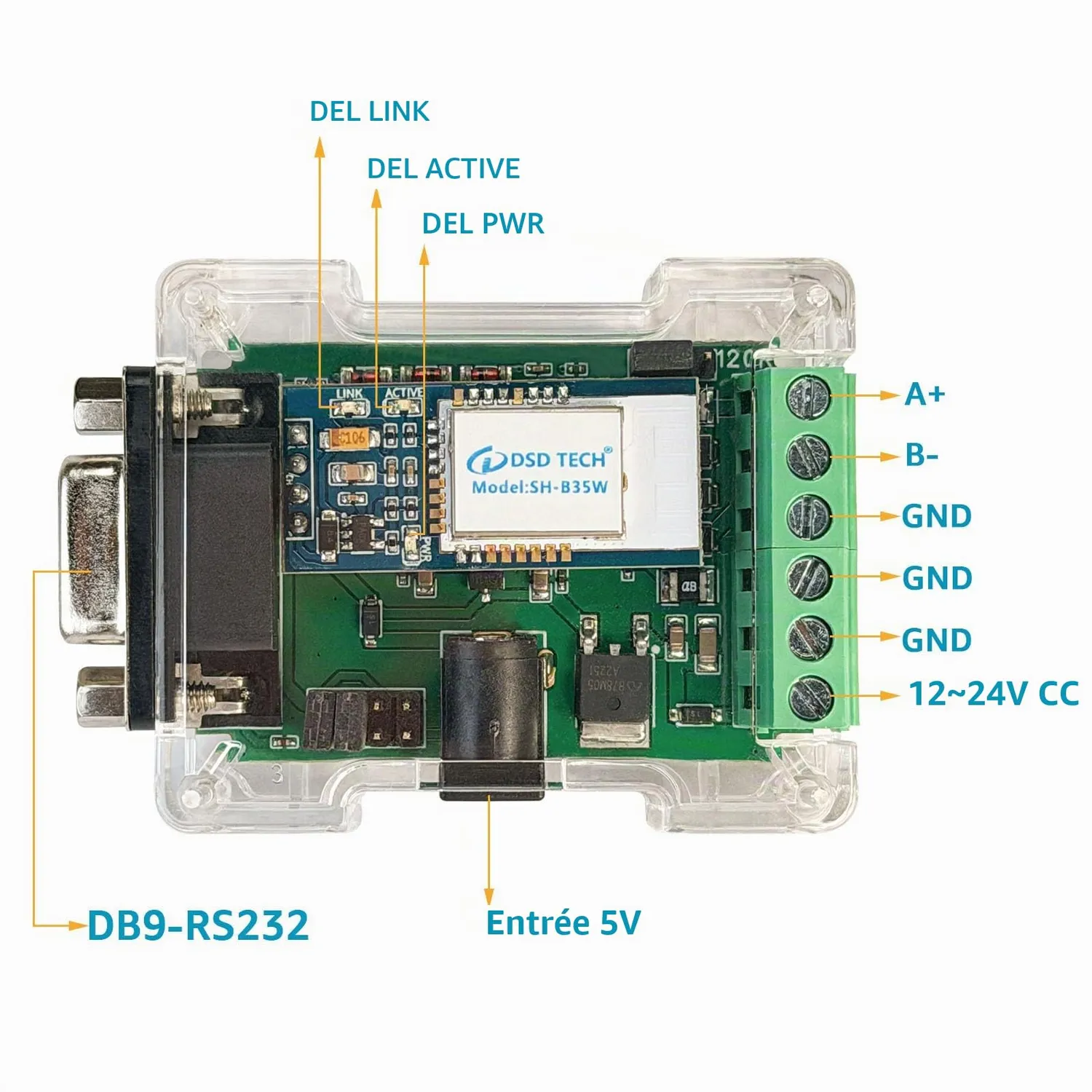 DSD TECH SH-B35W adaptateur Wi-Fi RS485 RS232, 5 V