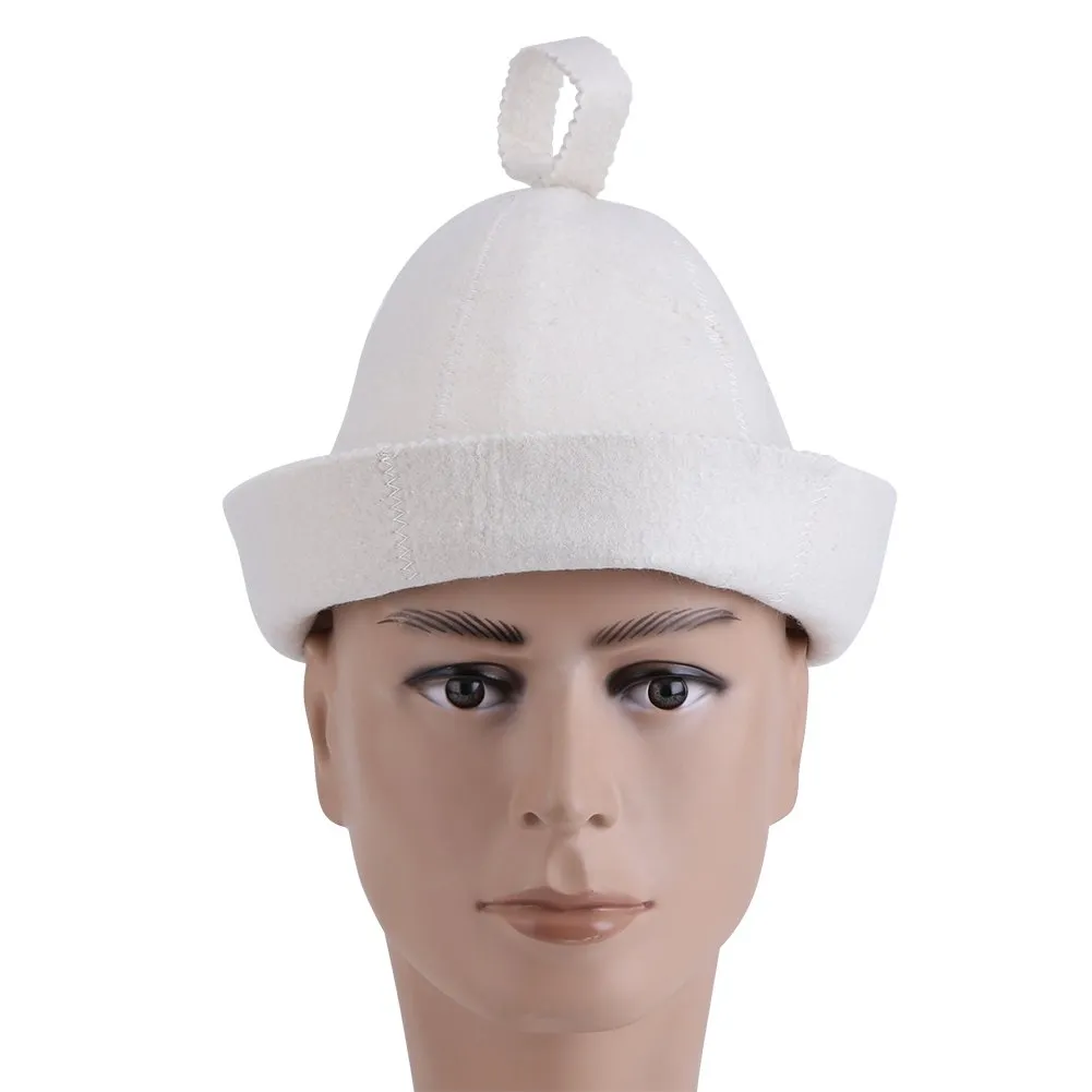Garosa bonnet de sauna en feutre de laine blanc