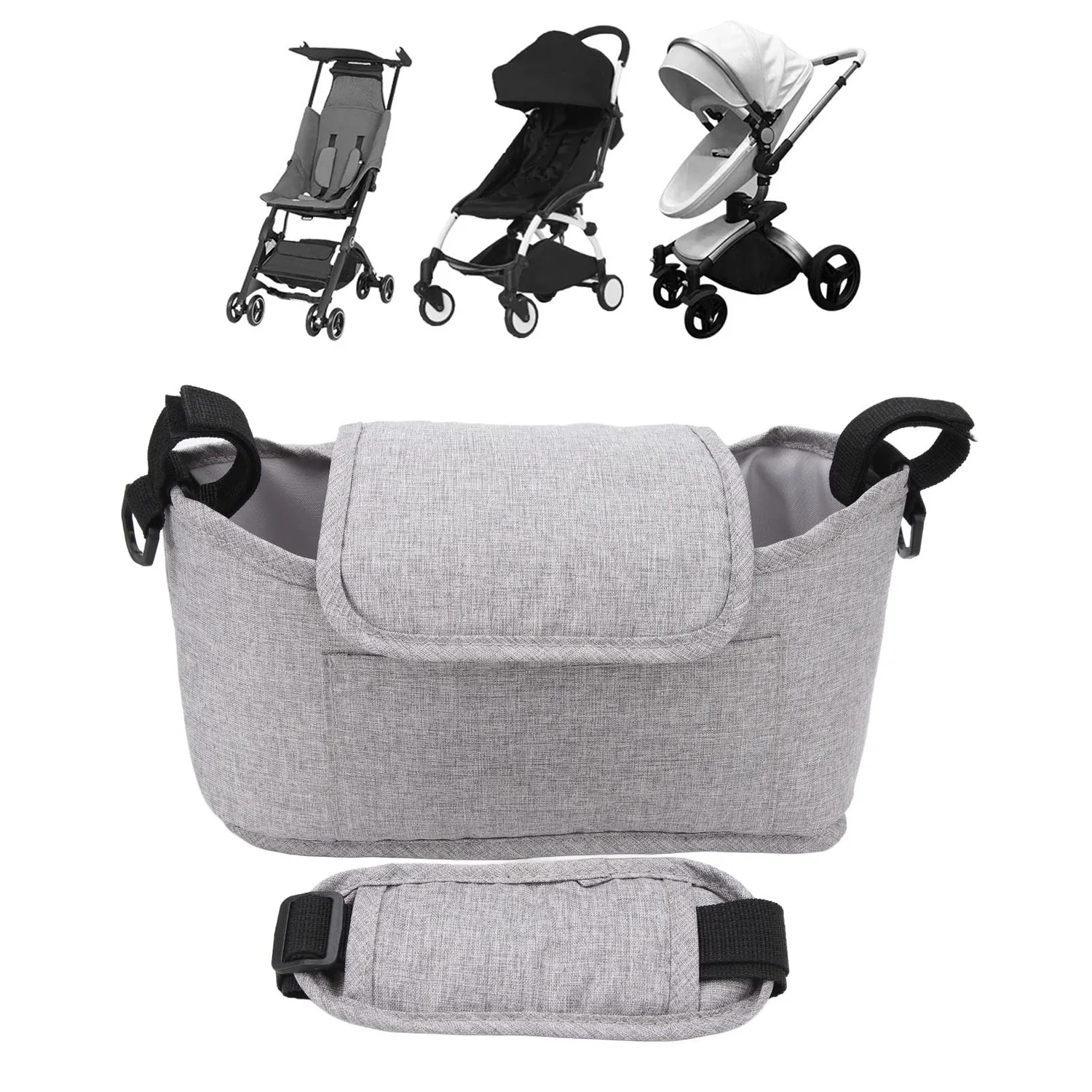 Garosa organiseur poussette tissu Oxford gris 33,5x20 cm
