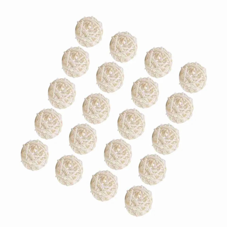Garosa boules en rotin décoratives blanches lot de 20