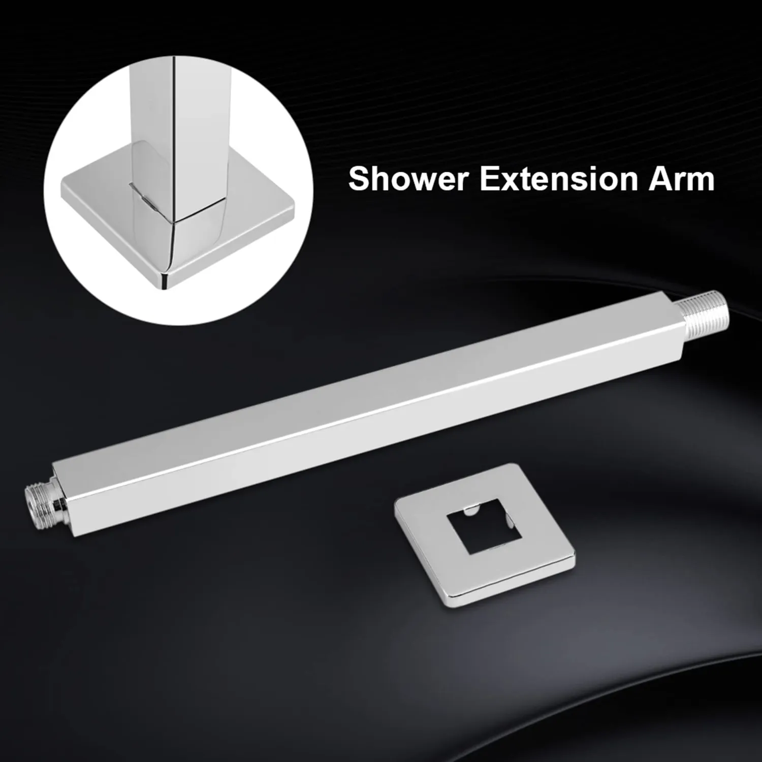 Garosa bras de douche mural 30 cm chromé en inox et laiton