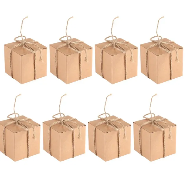 Garosa boîtes à bonbons kraft 5 x 5 x 5 cm, lot de 50, avec ficelle