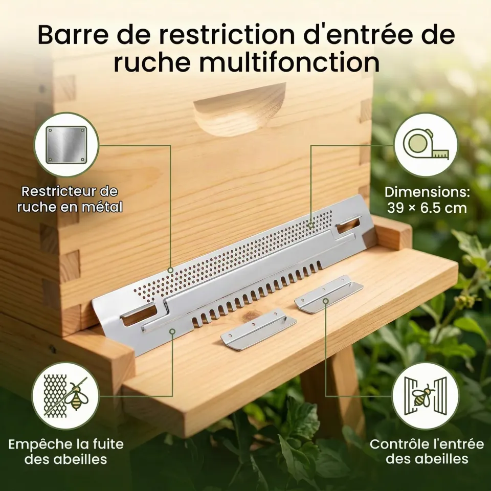 Garosa réducteur d’entrée de ruche coulissant en fer galvanisé
