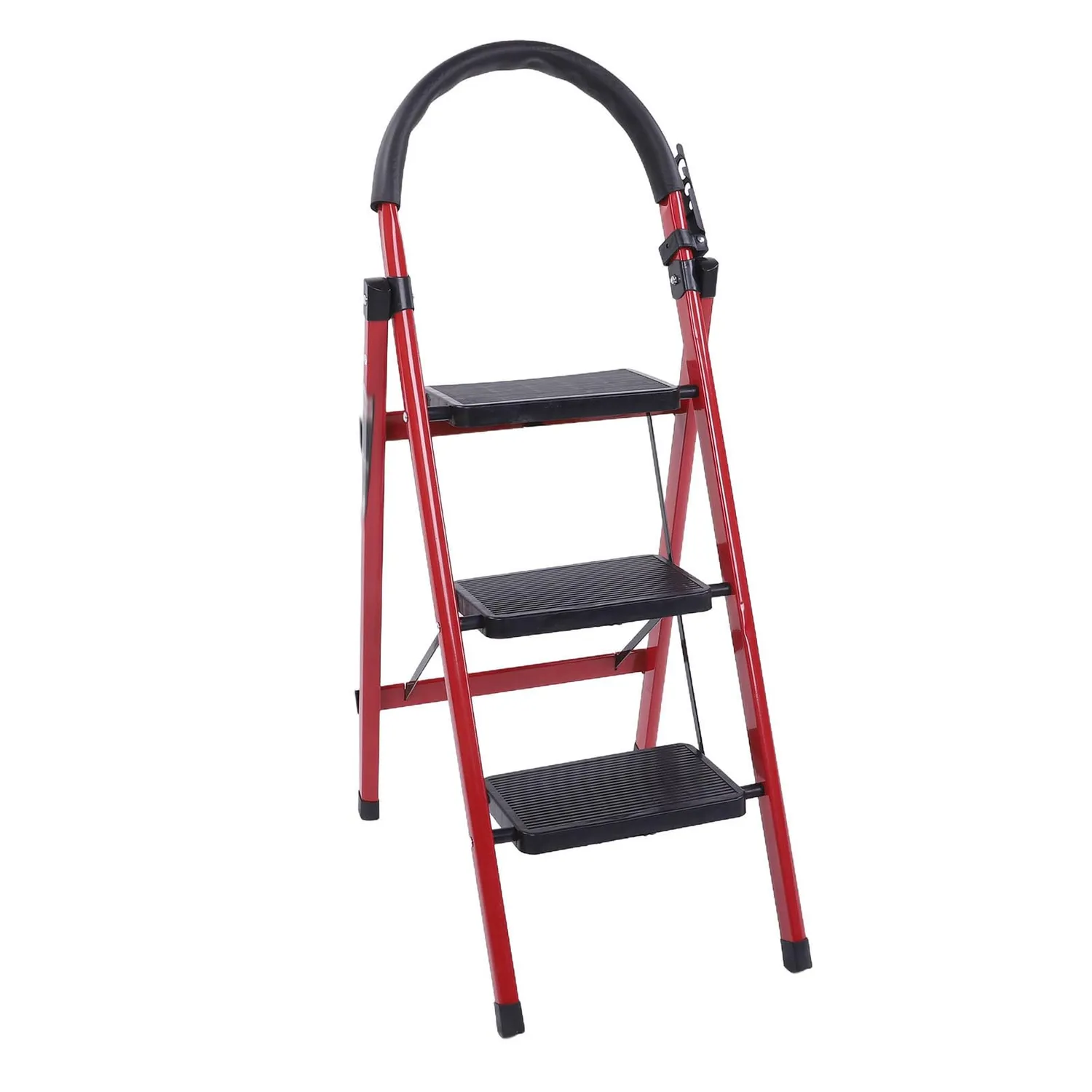 Garosa 3 marches escabeau pliant rouge 400 kg avec rampe