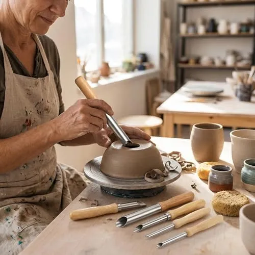 Garosa outils de poterie coupe-trous ronds 4 pièces, manches bois