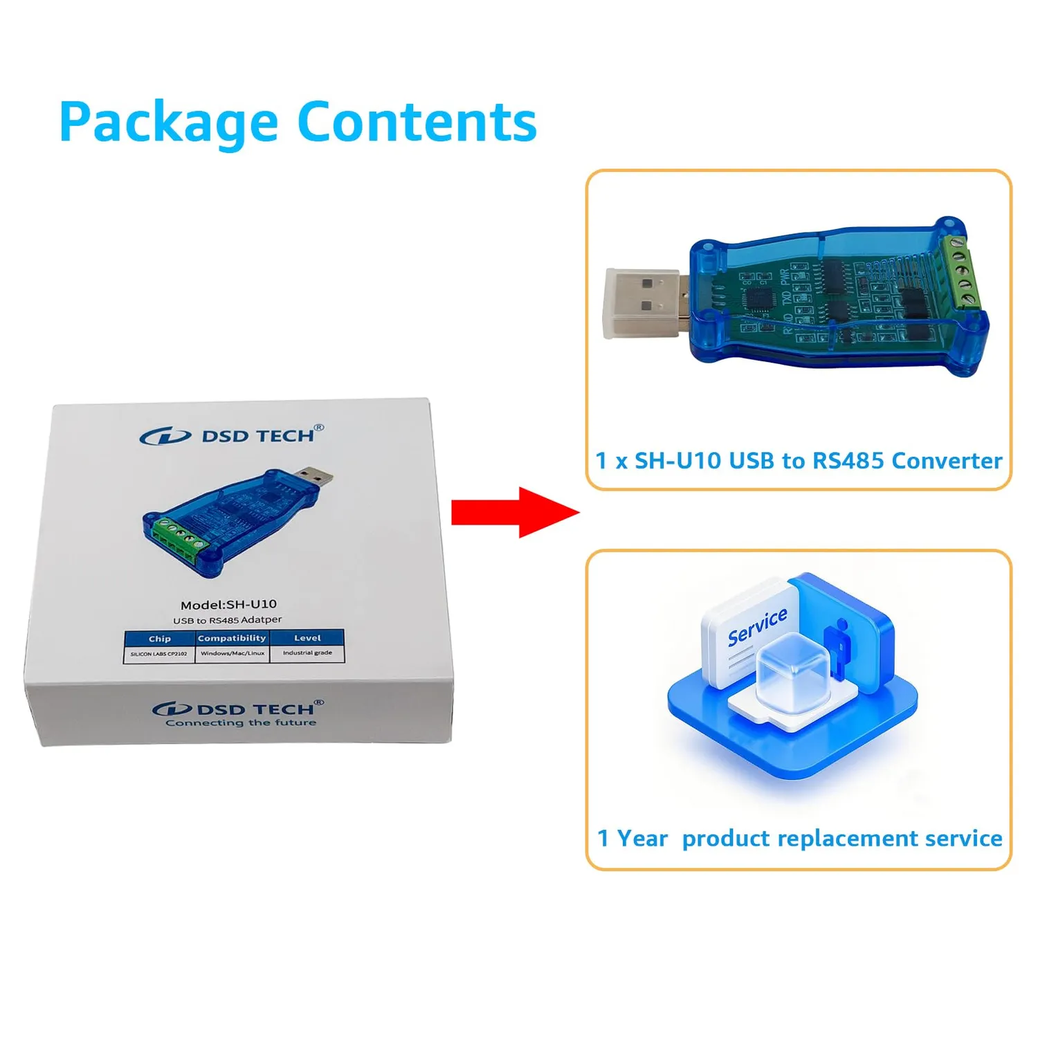 DSD TECH SH-U10 convertisseur USB RS485 Modbus