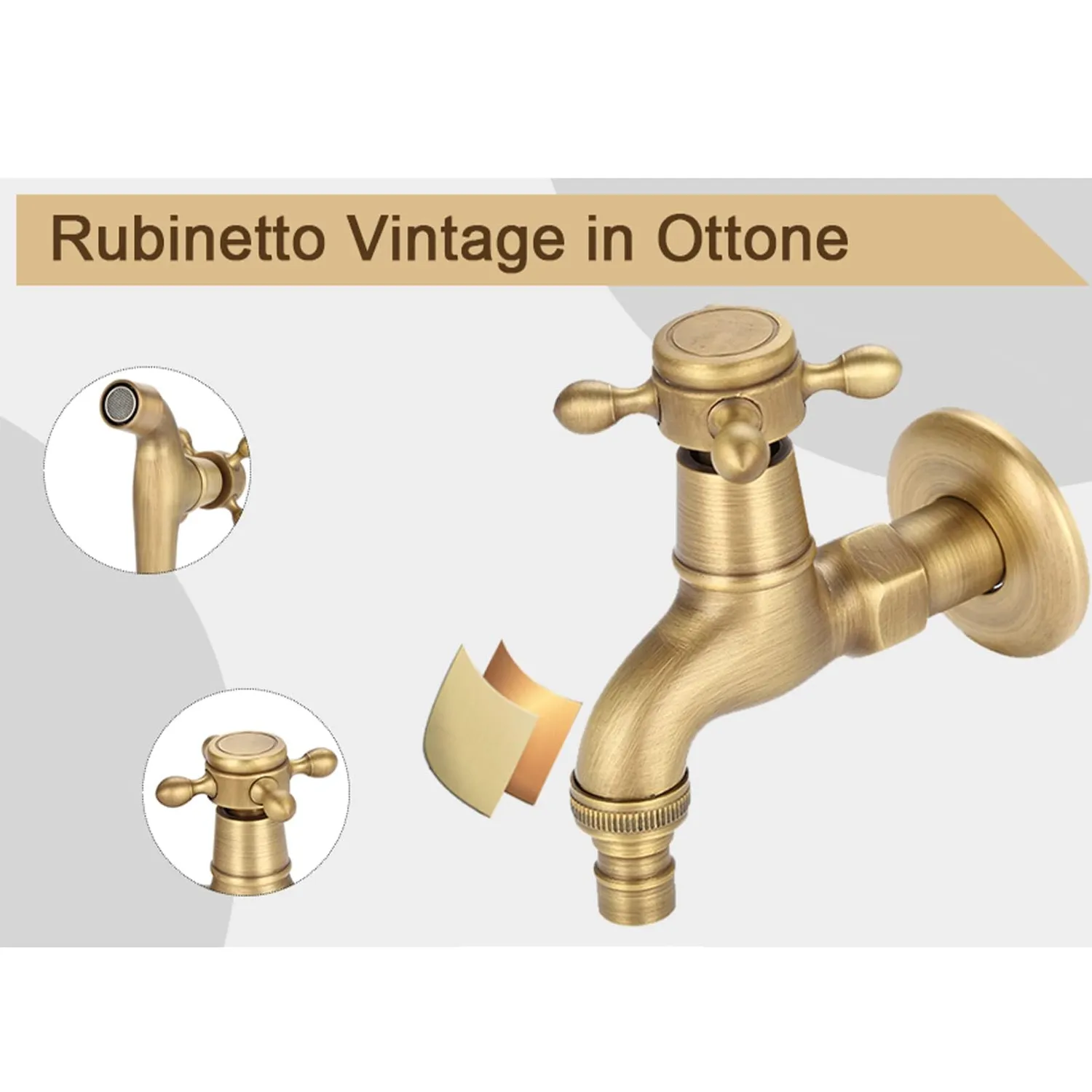 Garosa robinet mural vintage #1 laiton eau froide G1/2