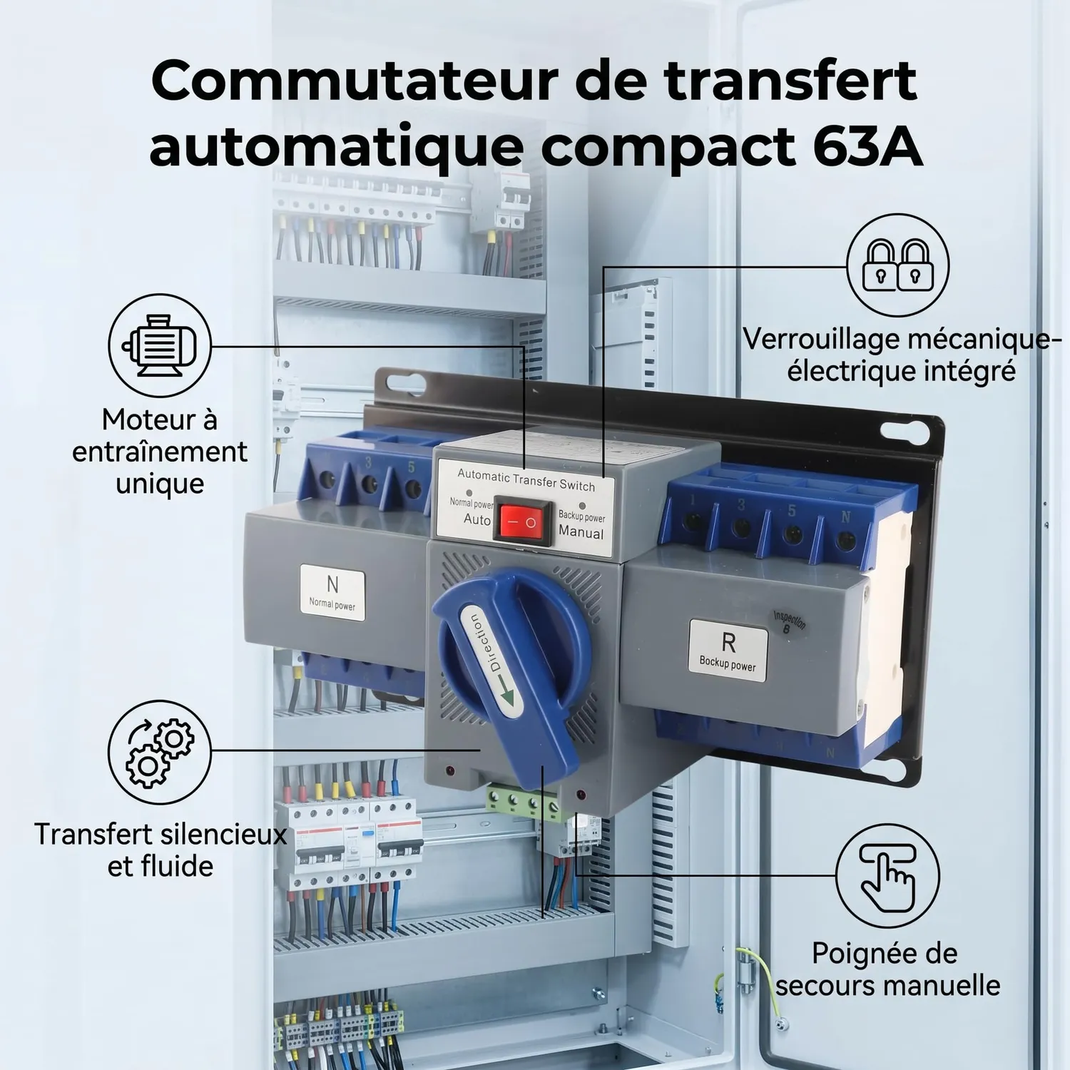 Garosa Mini 63A 4P commutateur de transfert automatique 63 A triphasé