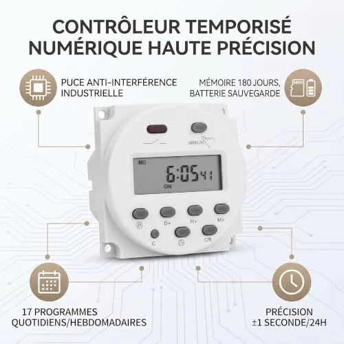 Garosa mini temporisateur programmable 12 V CC IP67 LCD