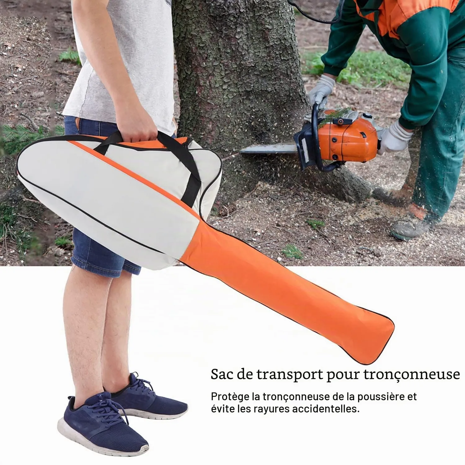 Garosa sac de transport tronçonneuse vert 94 × 23 × 28 cm