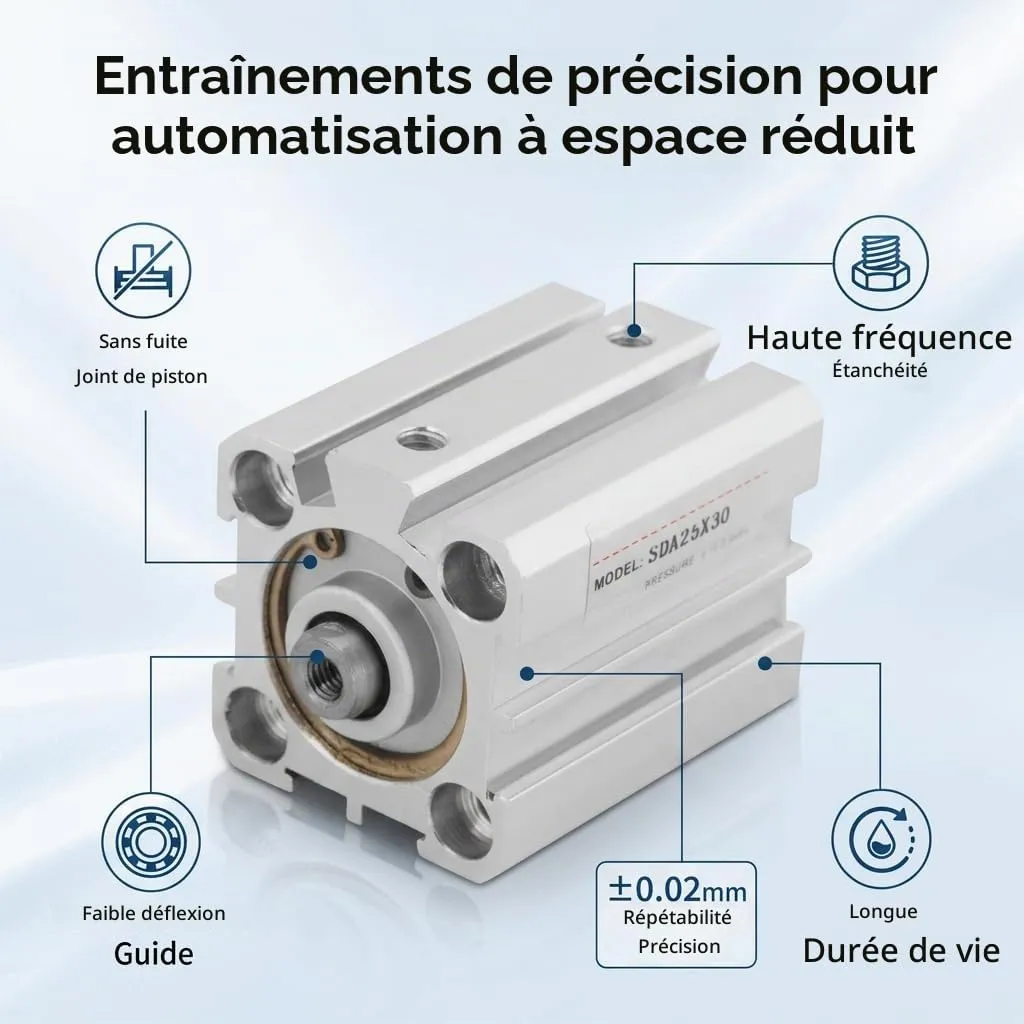 Garosa SDA 25x30 vérin pneumatique double effet aluminium