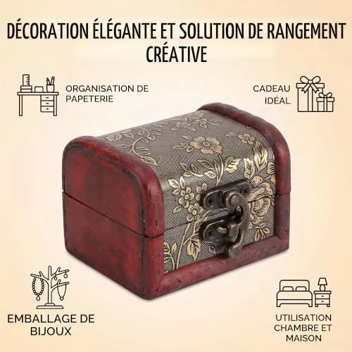 Garosa Boîte à Bijoux Bois Vintage Mini Coffret 8 cm